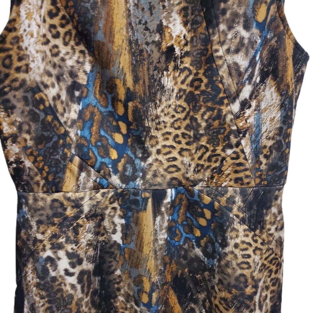 Jennifer Lopez Animal Print Sheath Dress Brown - Picture 5 of 7